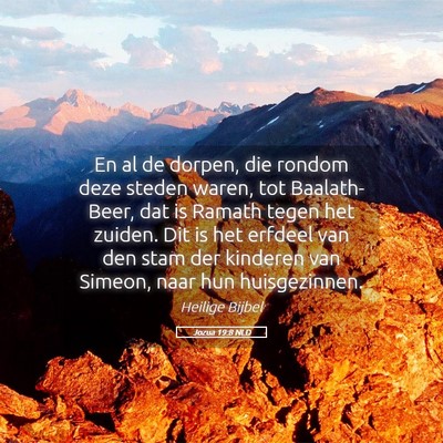 Picture 05 - Jozua 19:8 NLD - En al de dorpen, die rondom deze steden waren, - Bible Verse Picture