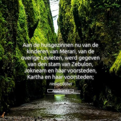 Picture 05 - Jozua 21:34 NLD - Aan de huisgezinnen nu van de kinderen van - Bible Verse Picture