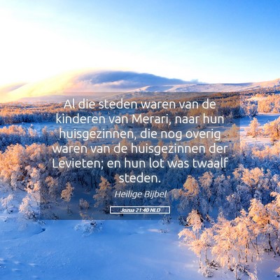 Picture 05 - Jozua 21:40 NLD - Al die steden waren van de kinderen van Merari, - Bible Verse Picture