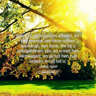 Picture 05 - Jozua 23:12 NLD - Want zo gij enigszins afkeert, en het overige van - Bible Verse Picture