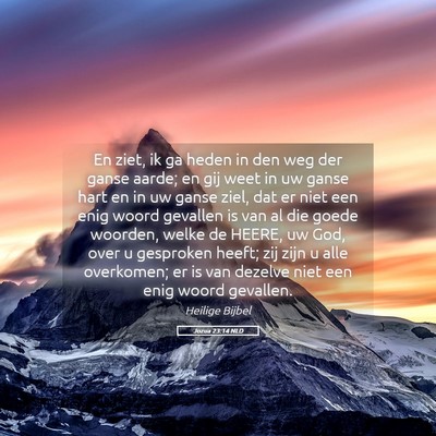 Picture 05 - Jozua 23:14 NLD - En ziet, ik ga heden in den weg der ganse aarde; - Bible Verse Picture