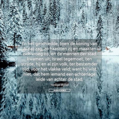 Picture 05 - Jozua 8:14 NLD - En het geschiedde, toen de koning van Ai dat zag, - Bible Verse Picture