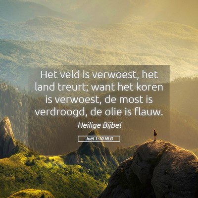 Picture 05 - Joël 1:10 NLD - Het veld is verwoest, het land treurt; want het - Bible Verse Picture