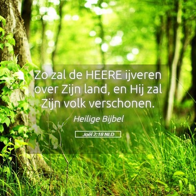 Picture 05 - Joël 2:18 NLD - Zo zal de HEERE ijveren over Zijn land, en Hij - Bible Verse Picture