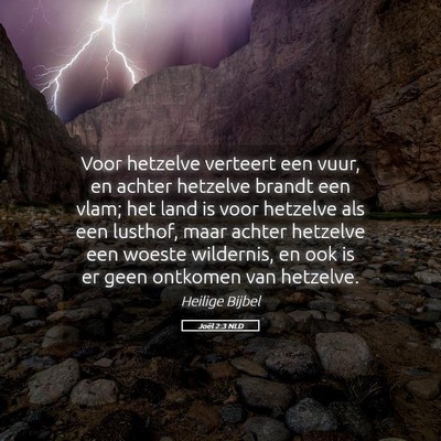 Picture 05 - Joël 2:3 NLD - Voor hetzelve verteert een vuur, en achter - Bible Verse Picture