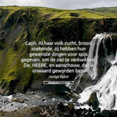 Picture 05 - Klaagliederen 1:11 NLD - Caph. Al haar volk zucht, brood zoekende, zij - Bible Verse Picture