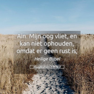 Picture 05 - Klaagliederen 3:49 NLD - Ain. Mijn oog vliet, en kan niet ophouden, omdat - Bible Verse Picture