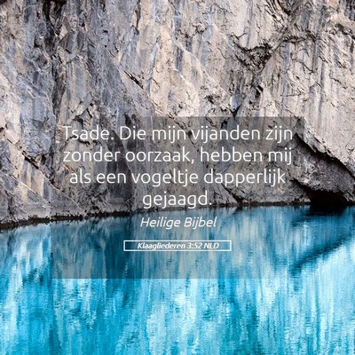 Picture 05 - Klaagliederen 3:52 NLD - Tsade. Die mijn vijanden zijn zonder oorzaak, - Bible Verse Picture
