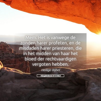 Picture 05 - Klaagliederen 4:13 NLD - Mem. Het is vanwege de zonden harer profeten, en - Bible Verse Picture