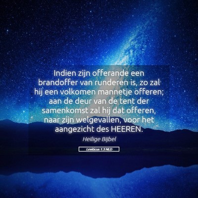 Picture 05 - Leviticus 1:3 NLD - Indien zijn offerande een brandoffer van runderen - Bible Verse Picture