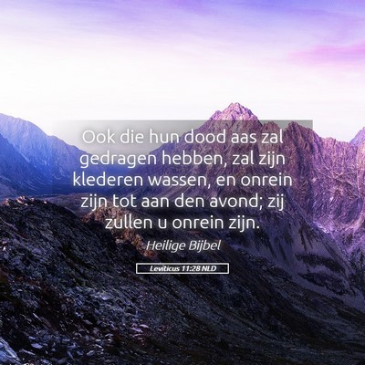 Picture 05 - Leviticus 11:28 NLD - Ook die hun dood aas zal gedragen hebben, zal - Bible Verse Picture