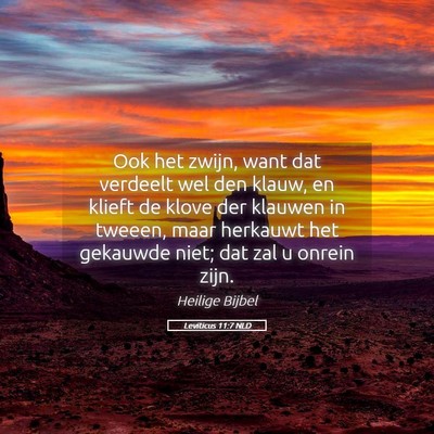 Picture 05 - Leviticus 11:7 NLD - Ook het zwijn, want dat verdeelt wel den klauw, - Bible Verse Picture