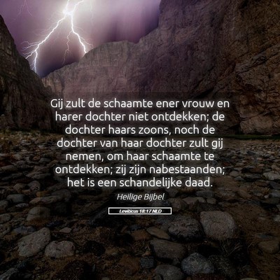 Picture 05 - Leviticus 18:17 NLD - Gij zult de schaamte ener vrouw en harer dochter - Bible Verse Picture