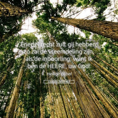 Picture 05 - Leviticus 24:22 NLD - Enerlei recht zult gij hebben; zo zal de - Bible Verse Picture