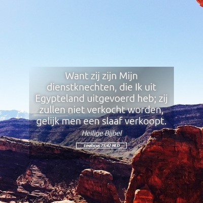 Picture 05 - Leviticus 25:42 NLD - Want zij zijn Mijn dienstknechten, die Ik uit - Bible Verse Picture