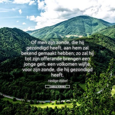 Picture 05 - Leviticus 4:28 NLD - Of men zijn zonde, die hij gezondigd heeft, aan - Bible Verse Picture