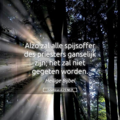 Picture 05 - Leviticus 6:23 NLD - Alzo zal alle spijsoffer des priesters ganselijk - Bible Verse Picture