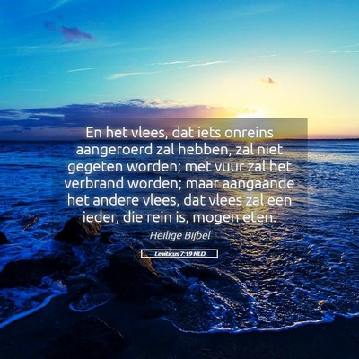 Picture 05 - Leviticus 7:19 NLD - En het vlees, dat iets onreins aangeroerd zal - Bible Verse Picture