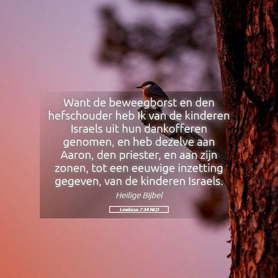 Picture 05 - Leviticus 7:34 NLD - Want de beweegborst en den hefschouder heb Ik van - Bible Verse Picture