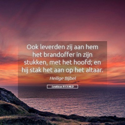 Picture 05 - Leviticus 9:13 NLD - Ook leverden zij aan hem het brandoffer in zijn - Bible Verse Picture