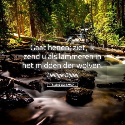 Picture 05 - Lukas 10:3 NLD - Gaat henen; ziet, Ik zend u als lammeren in het - Bible Verse Picture