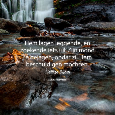 Picture 05 - Lukas 11:54 NLD - Hem lagen leggende, en zoekende iets uit Zijn - Bible Verse Picture