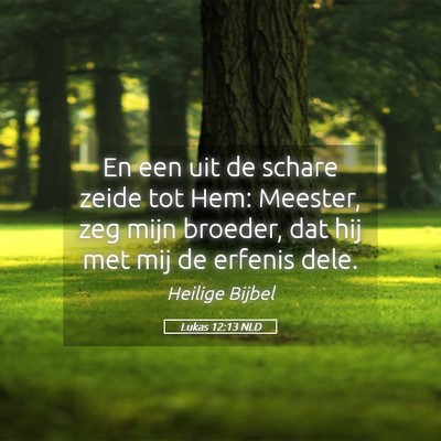 Picture 05 - Lukas 12:13 NLD - En een uit de schare zeide tot Hem: Meester, zeg - Bible Verse Picture