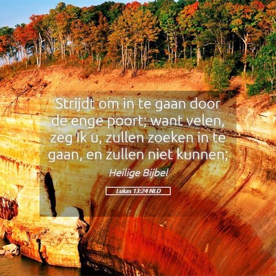 Picture 05 - Lukas 13:24 NLD - Strijdt om in te gaan door de enge poort; want - Bible Verse Picture