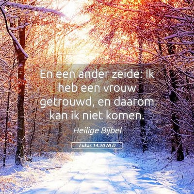 Picture 05 - Lukas 14:20 NLD - En een ander zeide: Ik heb een vrouw getrouwd, en - Bible Verse Picture