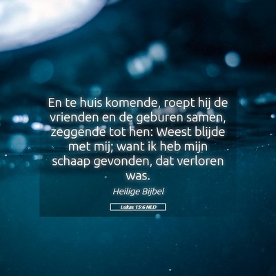 Picture 05 - Lukas 15:6 NLD - En te huis komende, roept hij de vrienden en de - Bible Verse Picture
