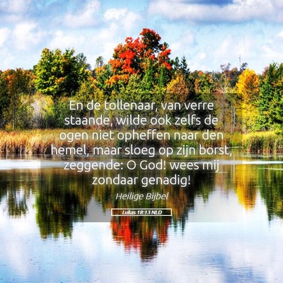 Picture 05 - Lukas 18:13 NLD - En de tollenaar, van verre staande, wilde ook - Bible Verse Picture