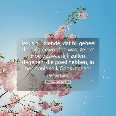 Picture 05 - Lukas 18:24 NLD - Jezus nu, ziende, dat hij geheel droevig geworden - Bible Verse Picture