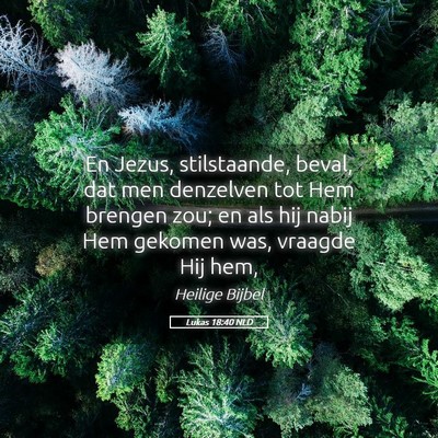 Picture 05 - Lukas 18:40 NLD - En Jezus, stilstaande, beval, dat men denzelven - Bible Verse Picture