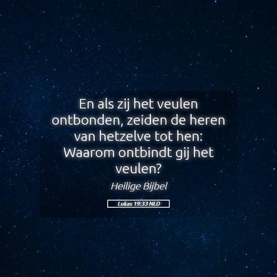 Picture 05 - Lukas 19:33 NLD - En als zij het veulen ontbonden, zeiden de heren - Bible Verse Picture