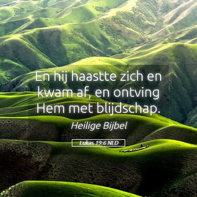 Picture 05 - Lukas 19:6 NLD - En hij haastte zich en kwam af, en ontving Hem - Bible Verse Picture