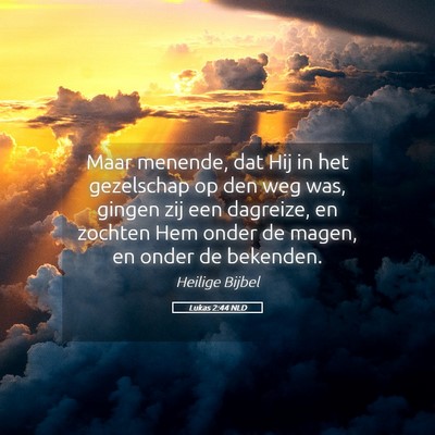 Picture 05 - Lukas 2:44 NLD - Maar menende, dat Hij in het gezelschap op den - Bible Verse Picture