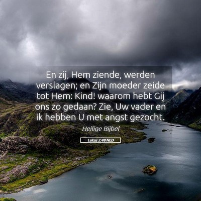 Picture 05 - Lukas 2:48 NLD - En zij, Hem ziende, werden verslagen; en Zijn - Bible Verse Picture
