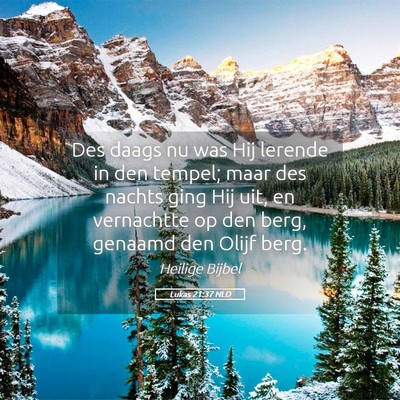 Picture 05 - Lukas 21:37 NLD - Des daags nu was Hij lerende in den tempel; maar - Bible Verse Picture