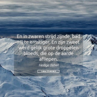 Picture 05 - Lukas 22:44 NLD - En in zwaren strijd zijnde, bad Hij te ernstiger. - Bible Verse Picture