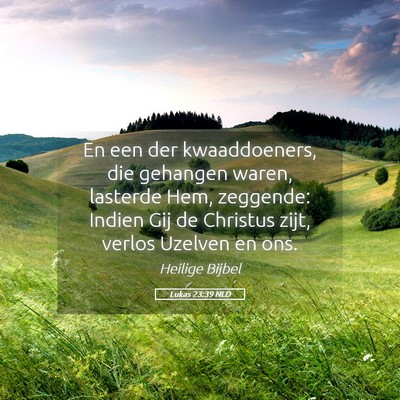 Picture 05 - Lukas 23:39 NLD - En een der kwaaddoeners, die gehangen waren, - Bible Verse Picture