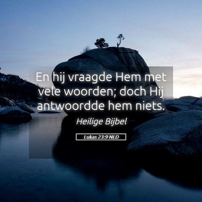 Picture 05 - Lukas 23:9 NLD - En hij vraagde Hem met vele woorden; doch Hij - Bible Verse Picture