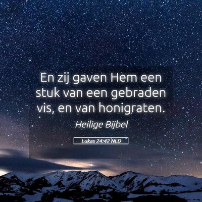 Picture 05 - Lukas 24:42 NLD - En zij gaven Hem een stuk van een gebraden vis, - Bible Verse Picture