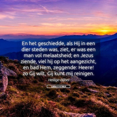 Picture 05 - Lukas 5:12 NLD - En het geschiedde, als Hij in een dier steden - Bible Verse Picture