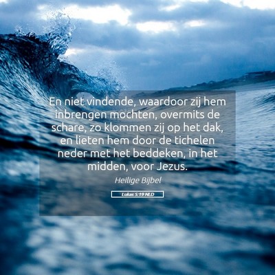 Picture 05 - Lukas 5:19 NLD - En niet vindende, waardoor zij hem inbrengen - Bible Verse Picture