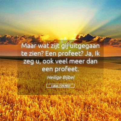 Picture 05 - Lukas 7:26 NLD - Maar wat zijt gij uitgegaan te zien? Een profeet? - Bible Verse Picture