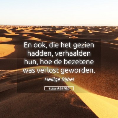Picture 05 - Lukas 8:36 NLD - En ook, die het gezien hadden, verhaalden hun, - Bible Verse Picture