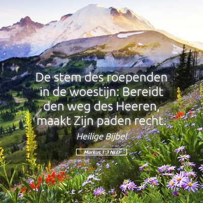Picture 05 - Markus 1:3 NLD - De stem des roependen in de woestijn: Bereidt den - Bible Verse Picture