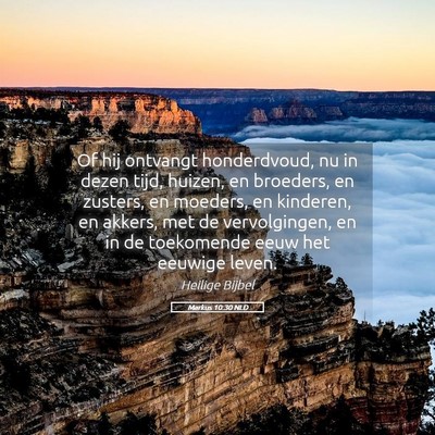 Picture 05 - Markus 10:30 NLD - Of hij ontvangt honderdvoud, nu in dezen tijd, - Bible Verse Picture