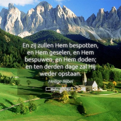 Picture 05 - Markus 10:34 NLD - En zij zullen Hem bespotten, en Hem geselen, en - Bible Verse Picture