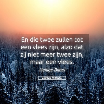 Picture 05 - Markus 10:8 NLD - En die twee zullen tot een vlees zijn, alzo dat - Bible Verse Picture